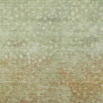 10' X 14' Artichoke Green Ivory And Brown Abstract Washable Indoor Outdoor Area Rug