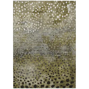 3' X 5' Brown Gray And Ivory Abstract Washable Indoor Outdoor Area Rug