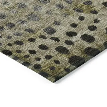 8' Brown Gray And Ivory Round Abstract Washable Indoor Outdoor Area Rug