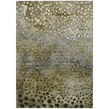 9' X 12' Brown Gray And Ivory Abstract Washable Indoor Outdoor Area Rug