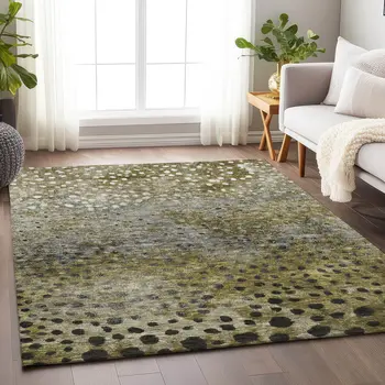 10' X 14' Brown Gray And Ivory Abstract Washable Indoor Outdoor Area Rug