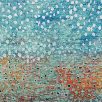 3' X 5' Blue Terra Cotta And Black Abstract Washable Indoor Outdoor Area Rug