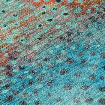 3' X 5' Blue Terra Cotta And Black Abstract Washable Indoor Outdoor Area Rug