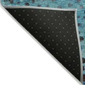9' X 12' Blue Terra Cotta And Black Abstract Washable Indoor Outdoor Area Rug
