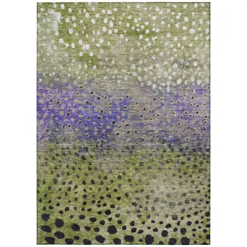 8' X 10' Green Purple And Black Abstract Washable Indoor Outdoor Area Rug
