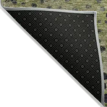 8' X 10' Green Purple And Black Abstract Washable Indoor Outdoor Area Rug