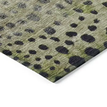 8' X 10' Green Purple And Black Abstract Washable Indoor Outdoor Area Rug