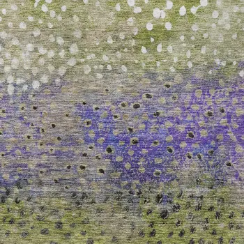 8' X 10' Green Purple And Black Abstract Washable Indoor Outdoor Area Rug