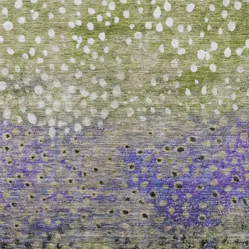 9' X 12' Green Purple And Black Abstract Washable Indoor Outdoor Area Rug