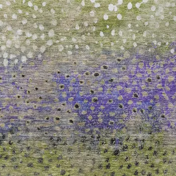 10' X 14' Green Purple And Black Abstract Washable Indoor Outdoor Area Rug
