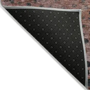 10' X 14' Terra Cotta Blue And Black Abstract Washable Indoor Outdoor Area Rug