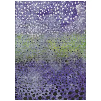 3' X 5' Purple Green And Black Abstract Washable Indoor Outdoor Area Rug