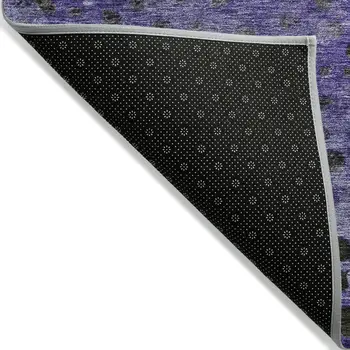 8' X 10' Purple Green And Black Abstract Washable Indoor Outdoor Area Rug