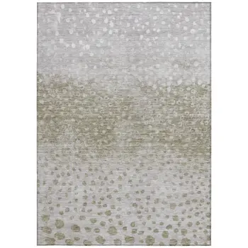 5' X 8' Taupe Green And Ivory Abstract Washable Indoor Outdoor Area Rug