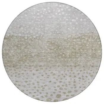 8' Taupe Green And Ivory Round Abstract Washable Indoor Outdoor Area Rug
