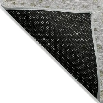 8' Taupe Green And Ivory Round Abstract Washable Indoor Outdoor Area Rug