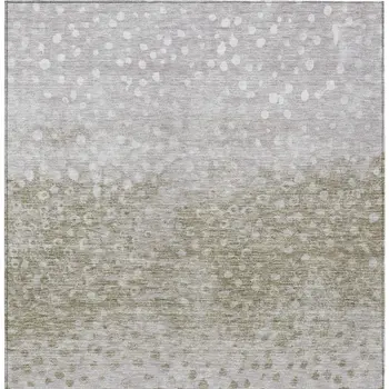 9' X 12' Taupe Green And Ivory Abstract Washable Indoor Outdoor Area Rug