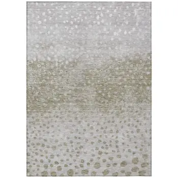 9' X 12' Taupe Green And Ivory Abstract Washable Indoor Outdoor Area Rug