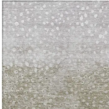 9' X 12' Taupe Green And Ivory Abstract Washable Indoor Outdoor Area Rug