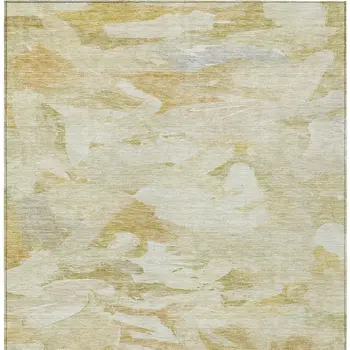 3' X 5' Beige Light Green And Brown Abstract Washable Indoor Outdoor Area Rug