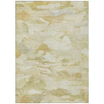 3' X 5' Beige Light Green And Brown Abstract Washable Indoor Outdoor Area Rug
