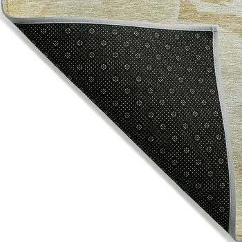 8' X 10' Beige Light Green And Brown Abstract Washable Indoor Outdoor Area Rug