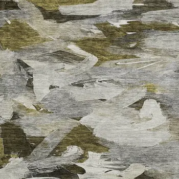 5' X 8' Granite Gray And Green Abstract Washable Indoor Outdoor Area Rug