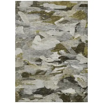 8' X 10' Granite Gray And Green Abstract Washable Indoor Outdoor Area Rug