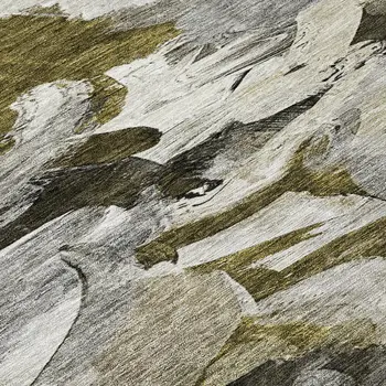 10' X 14' Granite Gray And Green Abstract Washable Indoor Outdoor Area Rug