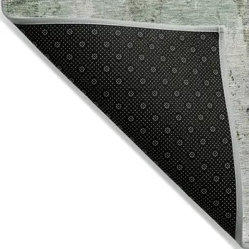 3' X 5' Mint Green Ivory And Gray Abstract Washable Indoor Outdoor Area Rug