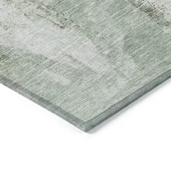 3' X 5' Mint Green Ivory And Gray Abstract Washable Indoor Outdoor Area Rug
