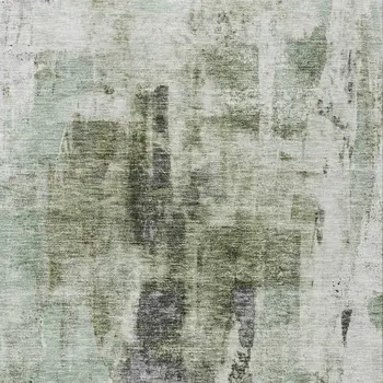 8' X 10' Mint Green Ivory And Gray Abstract Washable Indoor Outdoor Area Rug