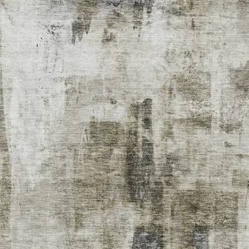 3' X 5' Taupe Ivory And Gray Abstract Washable Indoor Outdoor Area Rug