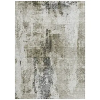 5' X 8' Taupe Ivory And Gray Abstract Washable Indoor Outdoor Area Rug