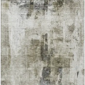 8' X 10' Taupe Ivory And Gray Abstract Washable Indoor Outdoor Area Rug