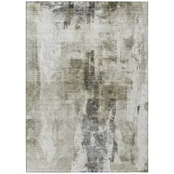10' X 14' Taupe Ivory And Gray Abstract Washable Indoor Outdoor Area Rug