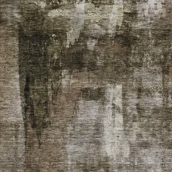 3' X 5' Brown Black And Beige Abstract Washable Indoor Outdoor Area Rug
