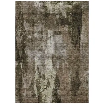 5' X 8' Brown Black And Beige Abstract Washable Indoor Outdoor Area Rug