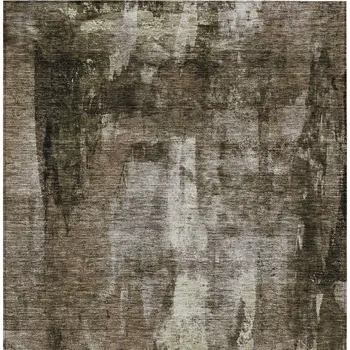 9' X 12' Brown Black And Beige Abstract Washable Indoor Outdoor Area Rug
