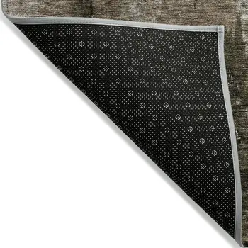 9' X 12' Brown Black And Beige Abstract Washable Indoor Outdoor Area Rug