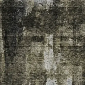 3' X 5' Charcoal And Black Abstract Washable Indoor Outdoor Area Rug