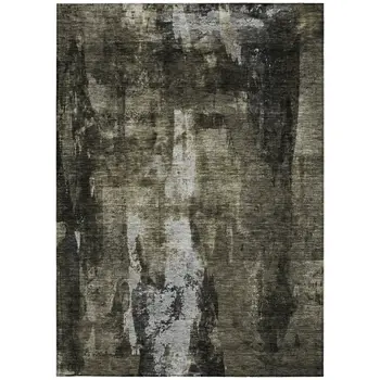 5' X 8' Charcoal And Black Abstract Washable Indoor Outdoor Area Rug