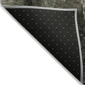 8' X 10' Charcoal And Black Abstract Washable Indoor Outdoor Area Rug