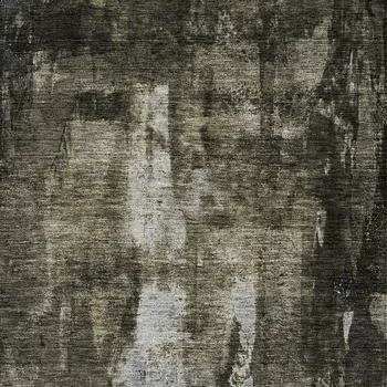 9' X 12' Charcoal And Black Abstract Washable Indoor Outdoor Area Rug