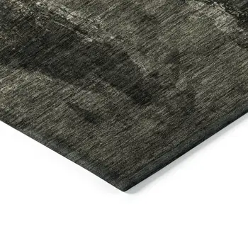 10' X 14' Charcoal And Black Abstract Washable Indoor Outdoor Area Rug