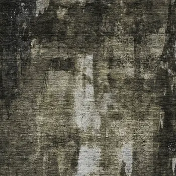 10' X 14' Charcoal And Black Abstract Washable Indoor Outdoor Area Rug