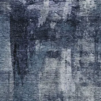 8' X 10' Navy Blue Black And Gray Abstract Washable Indoor Outdoor Area Rug