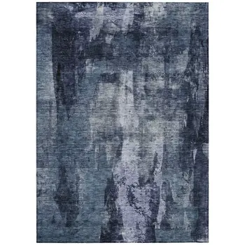 10' X 14' Navy Blue Black And Gray Abstract Washable Indoor Outdoor Area Rug