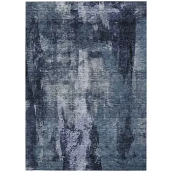 10' X 14' Navy Blue Black And Gray Abstract Washable Indoor Outdoor Area Rug