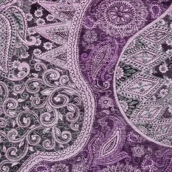 9' X 12' Purple And Charcoal Floral Medallion Washable Indoor Outdoor Area Rug